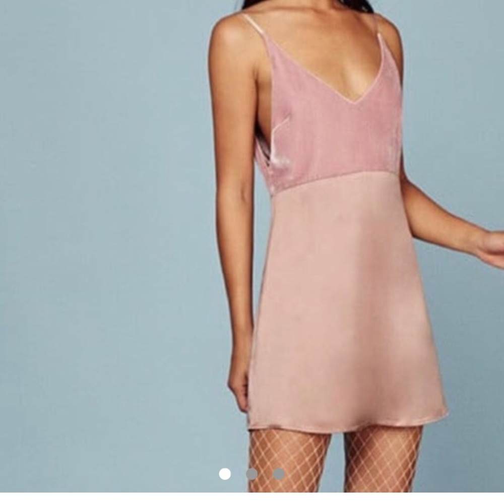 reformation velvet silk pink slip cocktail dress